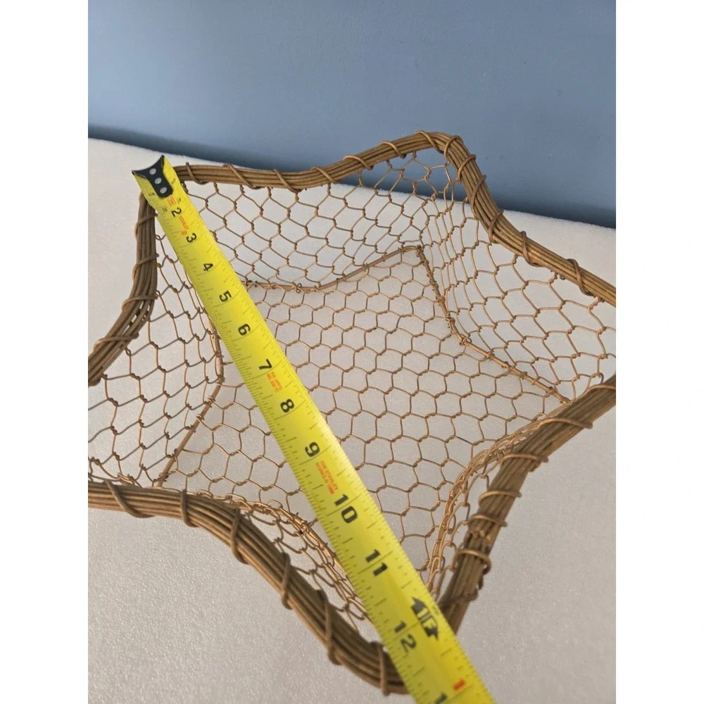 Vintage 90s Celestial Gold Wire Star Basket Whimsigoth Decor Towel Display